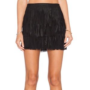 Alice + Olivia black fringe suede skirt
